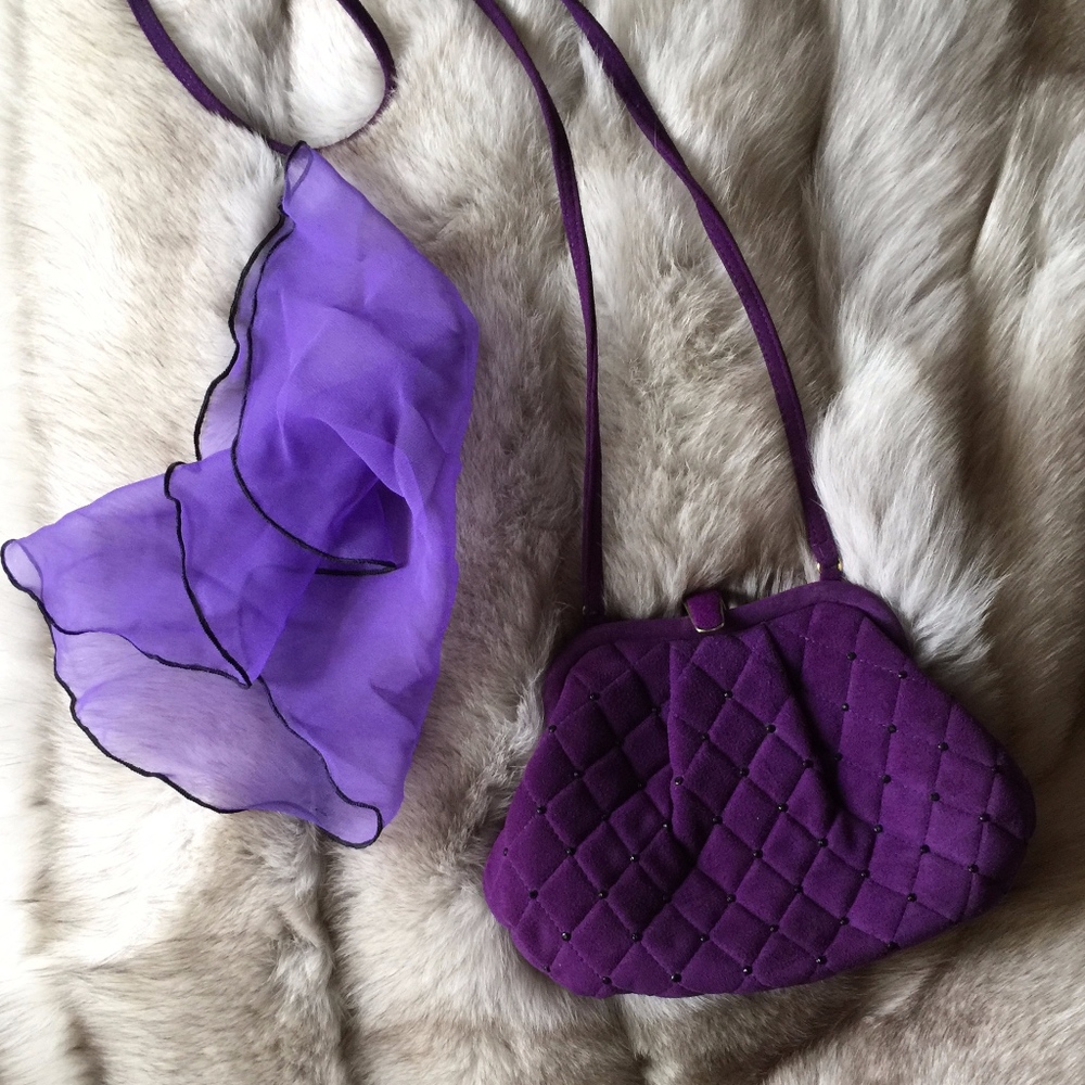 Vintage Jay Herbert Purple Shoulder Bag and Scarf